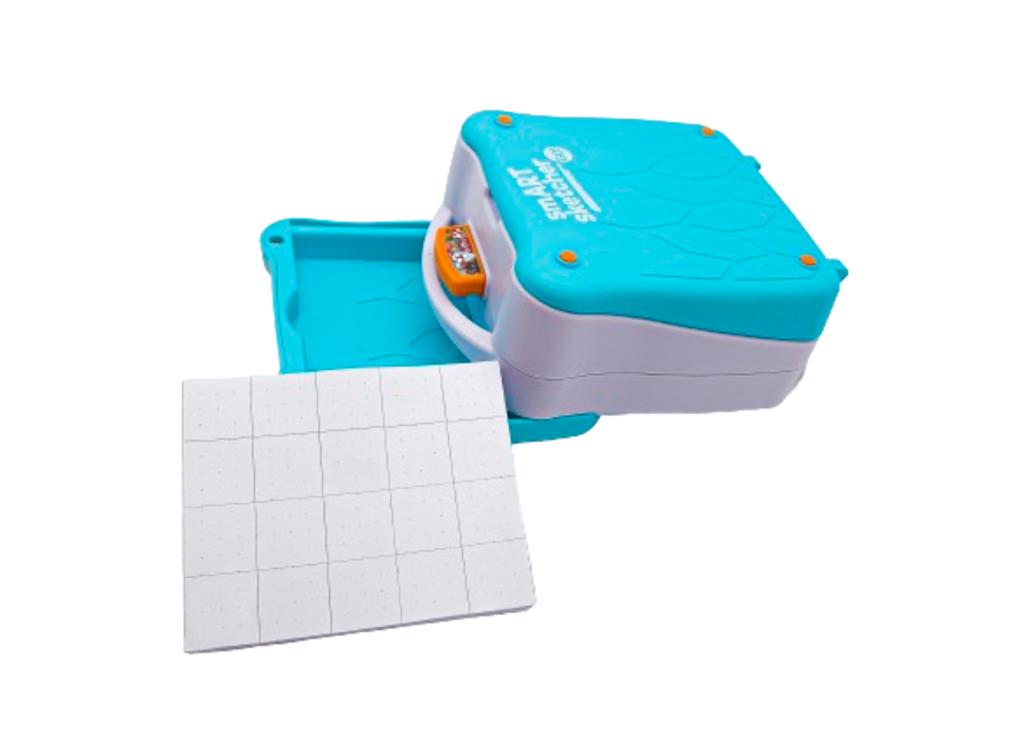 מקרן חכם לדרך !smART Sketcher® GO עם תא אחסון דפים פתוח וחבילת דפים מחוץ לתא 